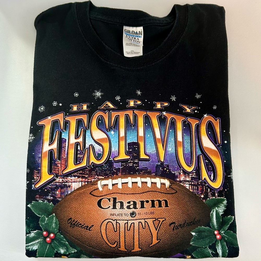 2000’s Baltimore Ravens Festivus Holiday NFL Graphic T-Shirt, 2XL